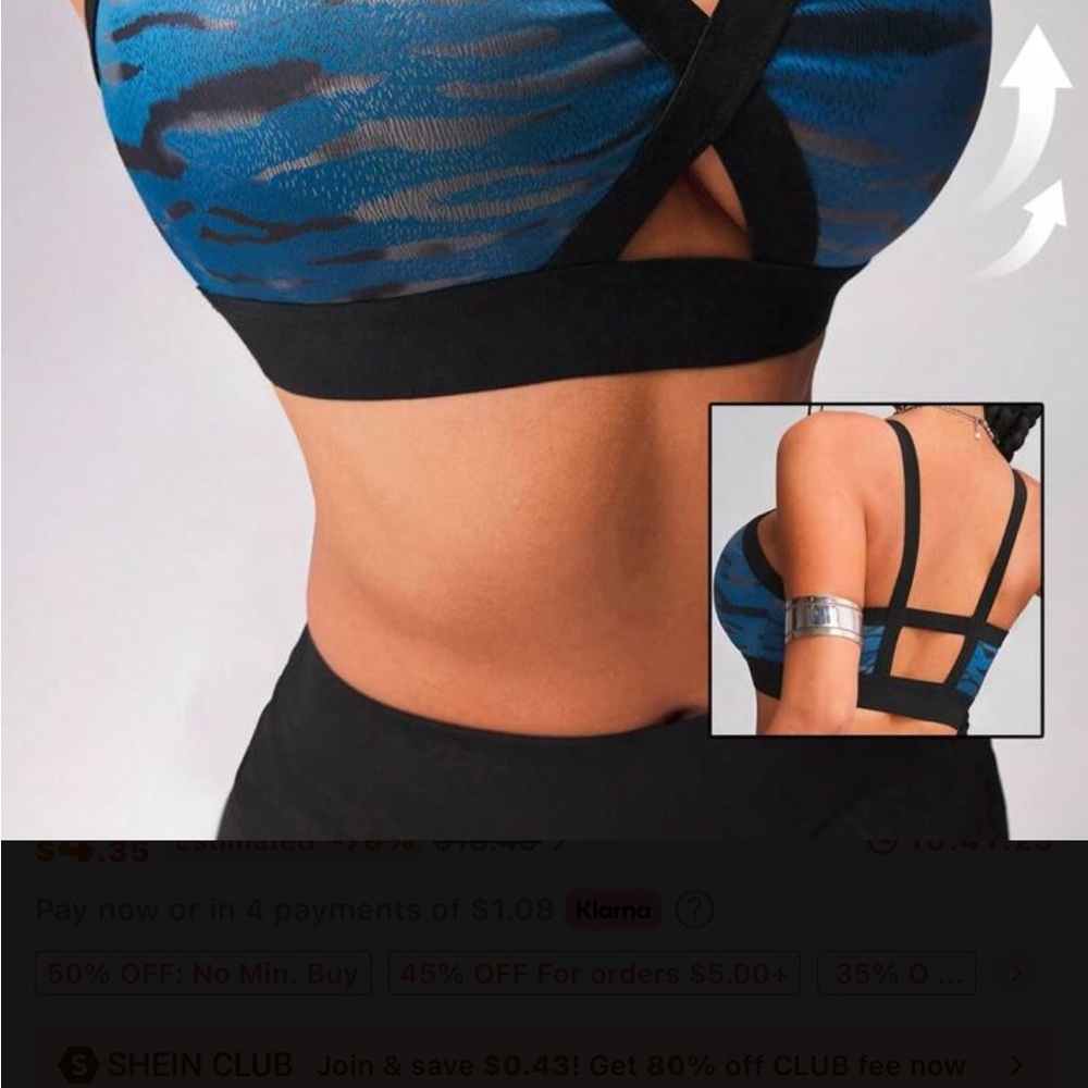 Modern Unique Stylish Blue and Black Cross-Back Sports Bra from ARYV